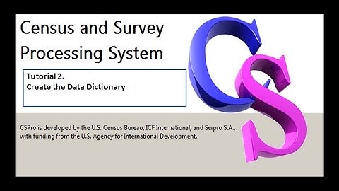 CSPro Creating the Data Dictionary