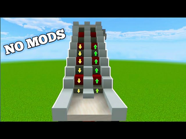 Minecraft: How to Build an Escalator Simple and Efficient tutorial for Bedrock class=