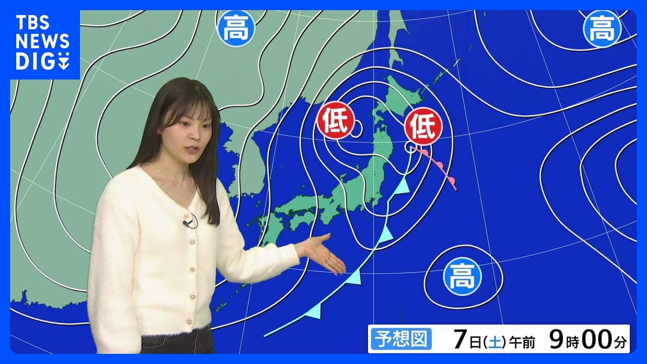 あす7日(土) 関東は天気回復も夜に気温急降下 8日(日)は上空寒気の影響で日本海側を中心に広い範囲で3月の雪になるところも｜TBS NEWS DIG