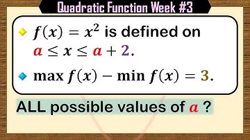 Maximum/Minimum in the Limited Domain [Quadratic Function Week #3]