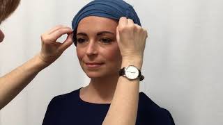 Two different ways of tying a chemo head scarf