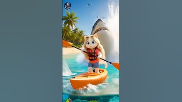 Mèo trắng Mimi đi biển bị cá mập tấn công #cat #shorts #AI #meow #meo