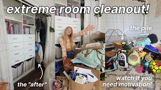 *EXTREME* ROOM CLEANOUT | motivation to get rid of stuff! leaving for college part 1