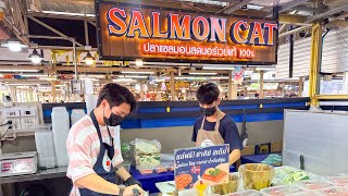 ตามล่าหาปลาส้มร้าน Salmon Cat ตลาดสดธนบุรี