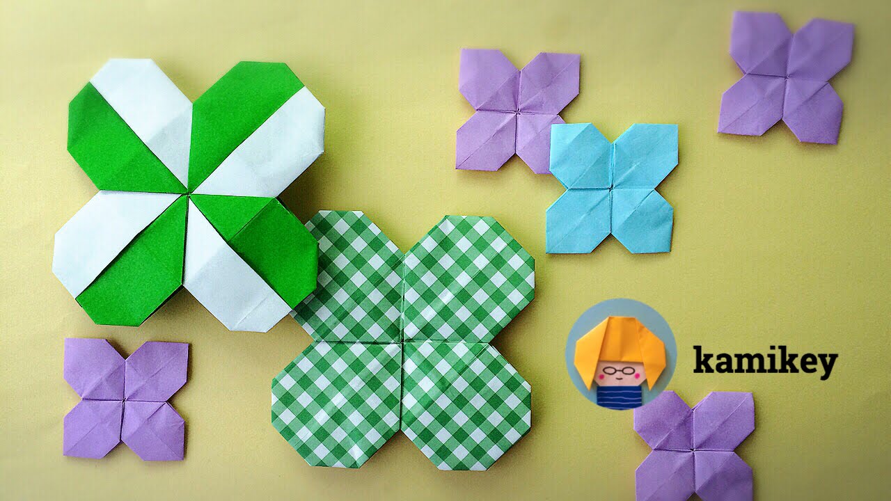 折り紙 １枚クローバー 花 Origami Clover Flower カミキィ Kamikey Youtube