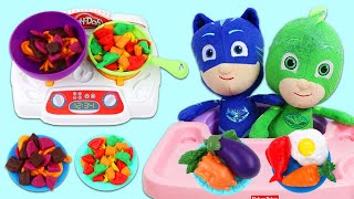 Pretend Cooking Huge Play Doh Pasta Noodle Meal Time with Stove Top Kitchen Toy & PJ Masks!