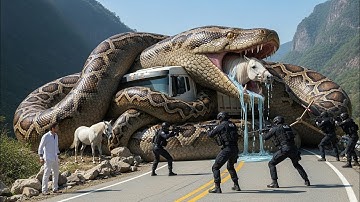 Heroic Rescue: Brave Team Saves White Horse from Giant Python 🐍🐴
