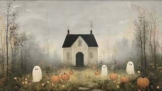 Cute Fall TV Art Screensaver - Pumpkin Ghosts Around a Haunted Cottage for Cozy Halloween Vibes!