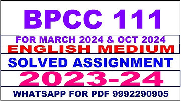 bpcc 111 solved assignment 2023-24 | bpcc 111 solved assignment in english 2024 | bpcc 111 2024