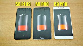 Samsung Galaxy S8 Plus vs A9 Pro vs C9 Pro - Battery Drain Test! (4K)