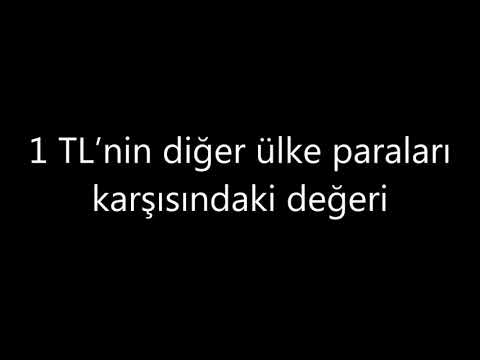 1 TL nin Diğer Ülke Paraları Karşısındaki Değeri