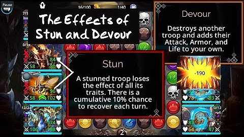 Gems of War Tiny Tutorial Two-fer: The Effects of Devour and Stun