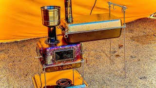 Homemade wood-burning stove for camping! Secondary combustion heatsink upgrade and review!