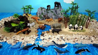 Fun Island Diorama for Land and Sea Animals Figures