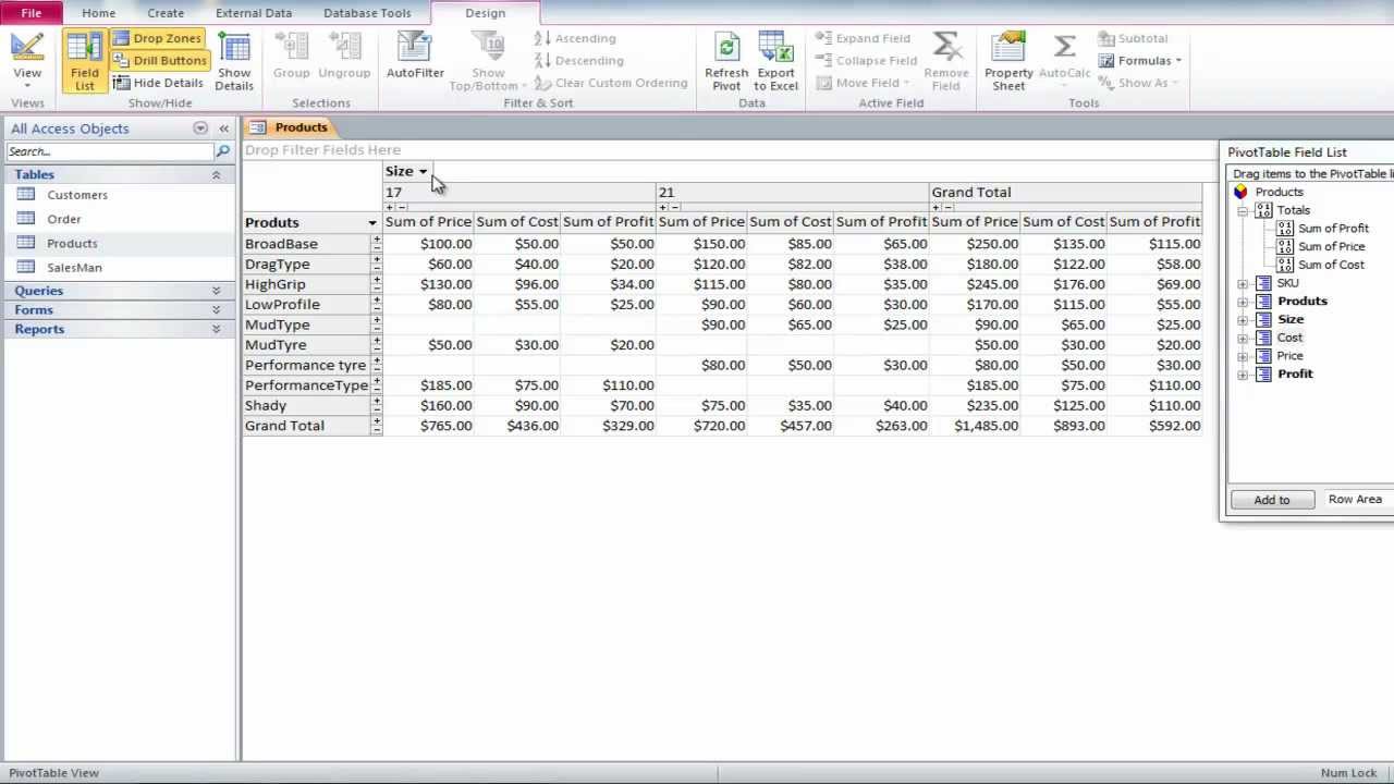 What is a pivot table in access?