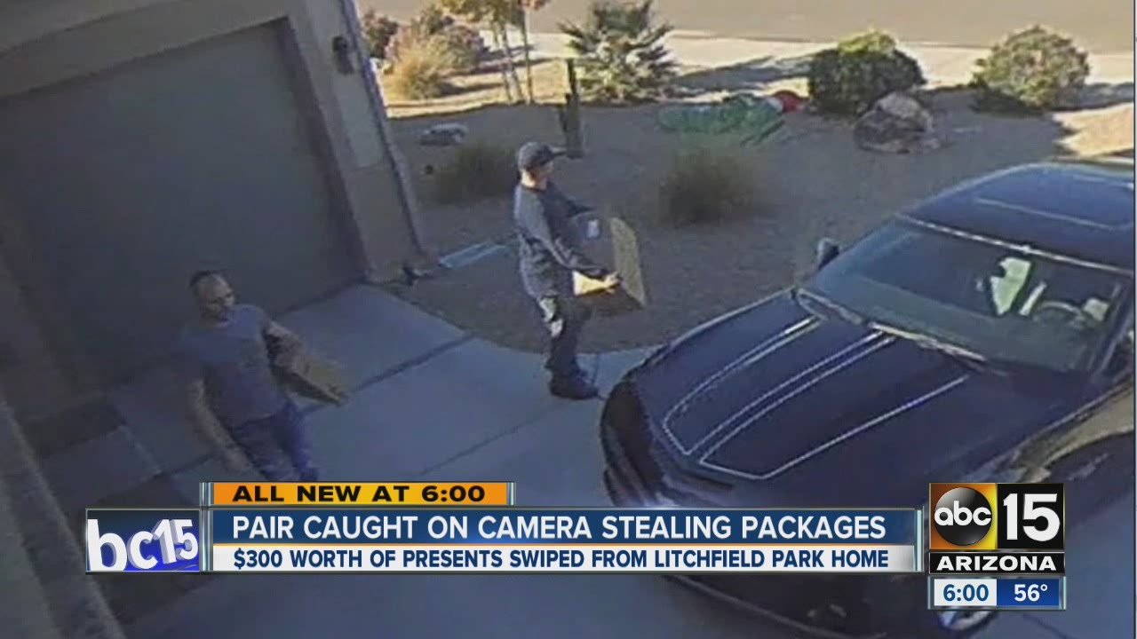 Pair caught on camera stealing packages - YouTube