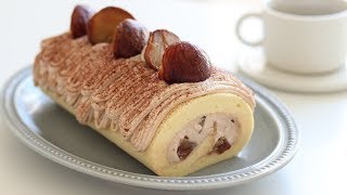 モンブランロールケーキの作り方 Mont Blanc Swiss Roll Cake｜HidaMari Cooking