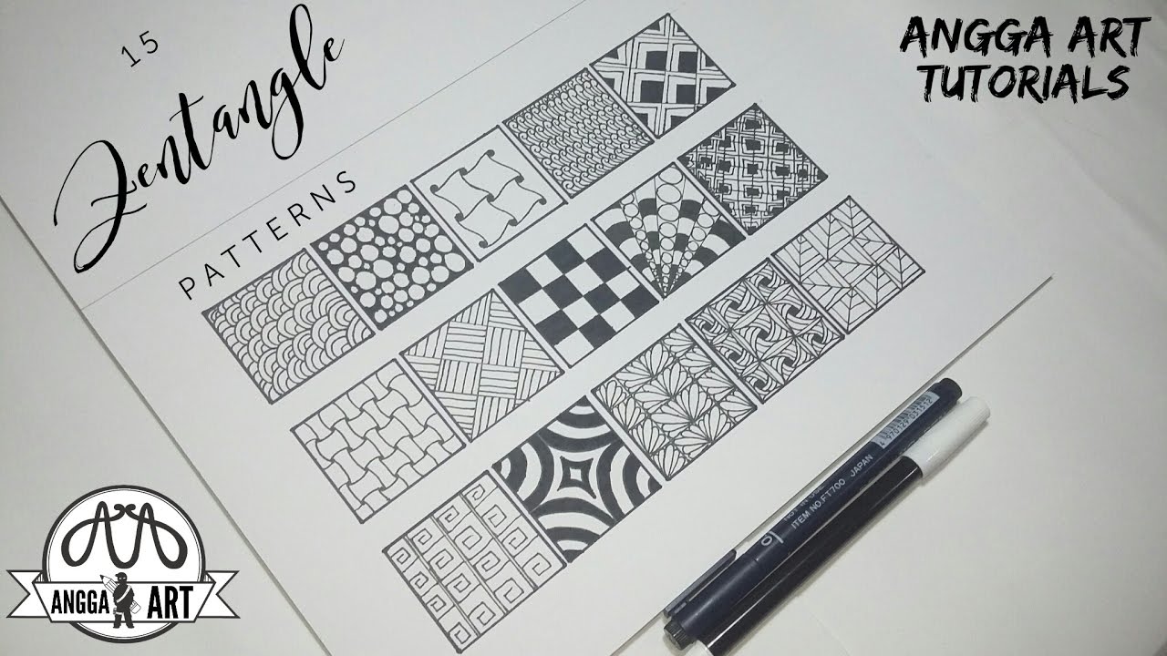 15 Zentangle Patterns | Part 1 | Tutorial - YouTube