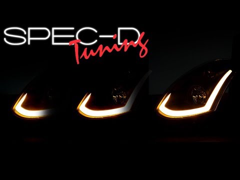 SPECDTUNING LIGHTING TEST : 2003-2005 Infiniti G35 Coupe HID type LED strip Projector Headlights
