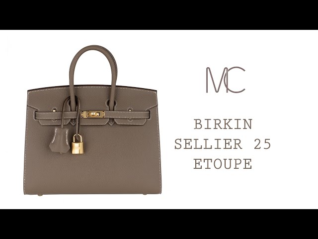 Hermes Birkin Sellier 25 Etoupe Gold Hardware Epsom Leather