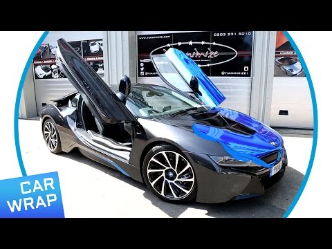 BMW i8 wrapped Chrome Blue for BMW i Park Lane