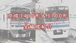 京成3400形･3700形 全編成紹介（2022年10月時点）