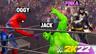 Oggy The Spidermna AND Jack The Hulk VS PinkPanther The Batman And Mr Bean The Superman In WWE 2K22 screenshot 4