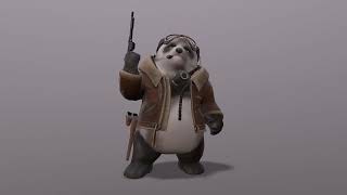 Panda pilot. 3D model. Rigged.