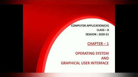 CBSE CA(Computer Application) Class-8 Ch-1 Operating System and Graphical User Interface