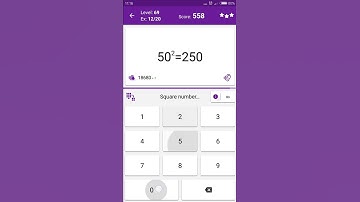 Math Tricks - Training mode - square numbers between 50 and 59 - level 069 (Number Keyboard)