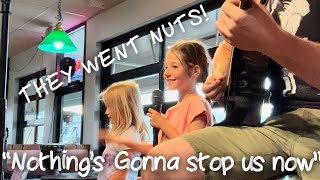 CROWD GOES WILD! Daddy/daughters duet “Nothing’s Gonna Stop Us Now” Starship Acoustic Cover (live)