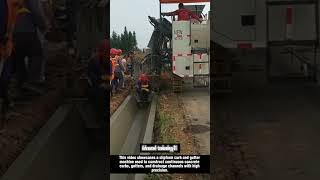 Slipform Curb and Gutter Machine for Continuous Concrete Construction !! #innovation #tools #ideas