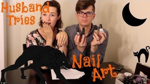 Husband Tries Nail Art Challenge Halloween | Brandi Noelle