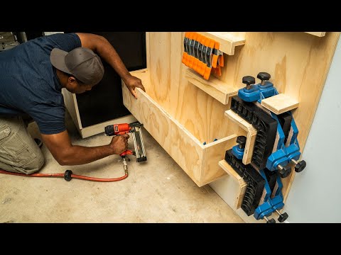 Wall mounted storage rack for clamps ( DIY Woodworking )