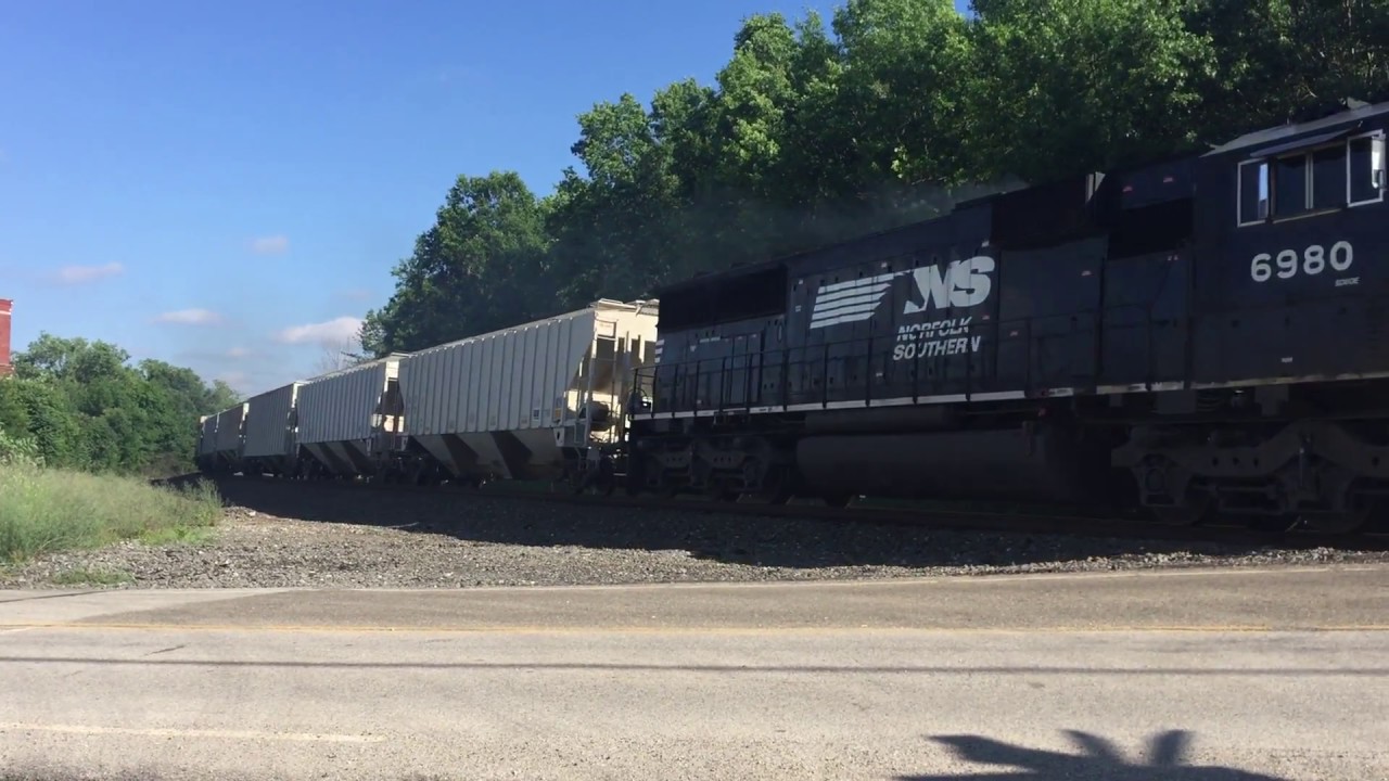 Norfolk Southern 6980 With Westbound Mixed Freight at Lake Street - YouTube