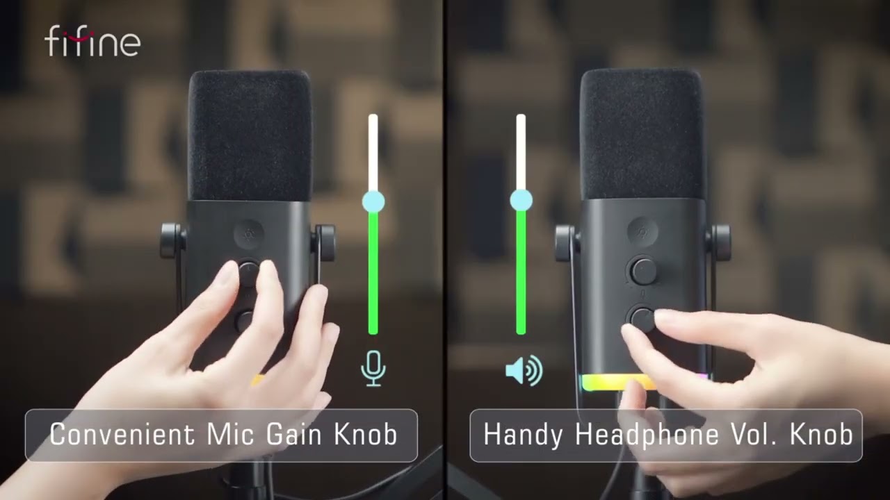 FIFINE XLR/USB Gaming Microphone Kit with Headphone Jack/Mute/