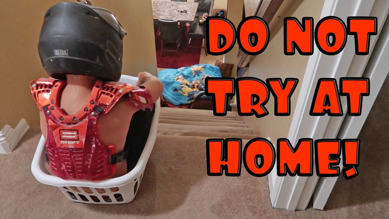 Kid In Laundry Basket Vs Stairs Youtube