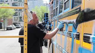 New York Knicks Playoff Bus Painted By CRASH #WallWorksNY