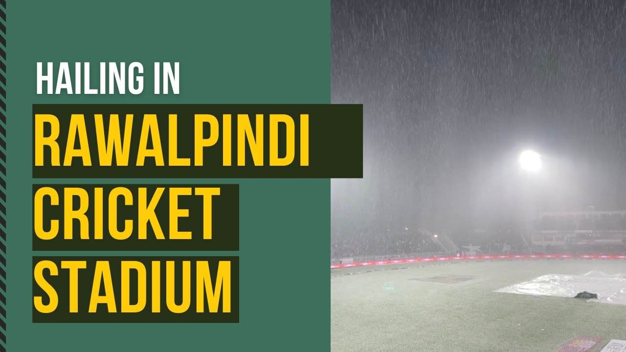 Heavy Hail / Snow Fall in Rawalpindi Cricket Stadium PAK v NZ 4th