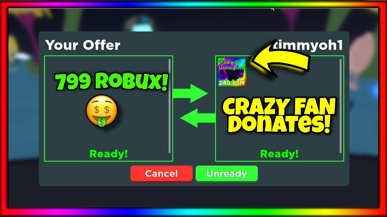 😳CRAZY FAN *DONATES* ME AN EXCLUSIVE PET! (🤑799 Robux) Clicker ...