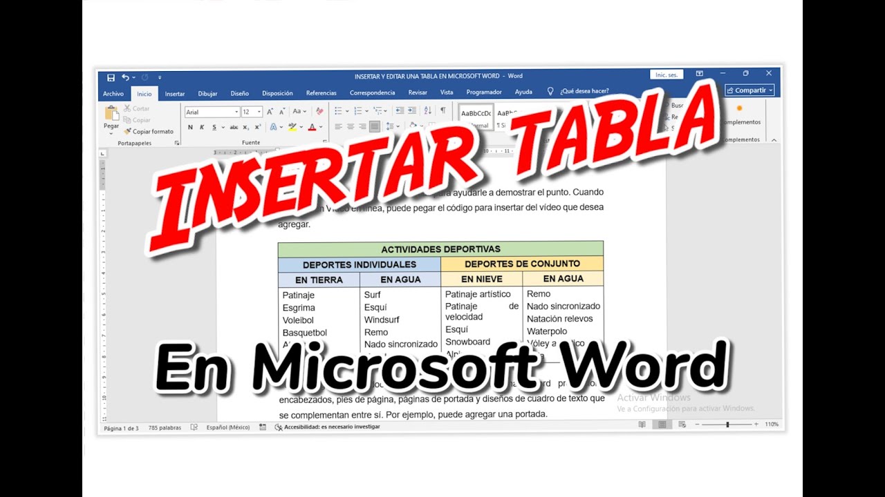 INSERTAR TABLA EN WORD