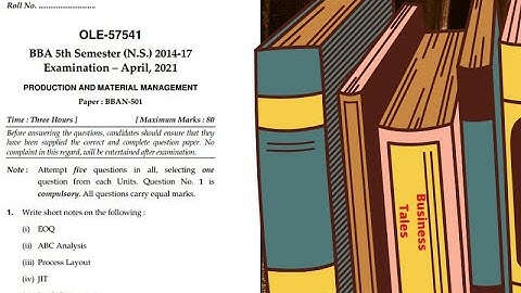 Previous Year Paper 2021 Production and Materials Management I MDU I Business Tales I