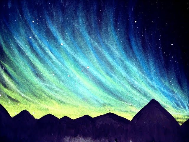 Beautiful Northern Lights Chalk Art For Kids - One Little Project