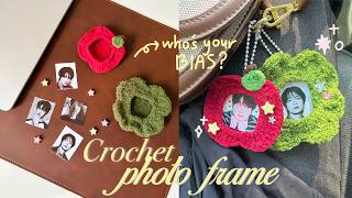 Crochet photo frame keychain tutorial | apple & clover shaped crochet keychain screenshot 2