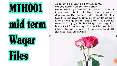 MTH001 Mid Term Waqar Files|| Vu mth001 mid file || most important Files Waqar file