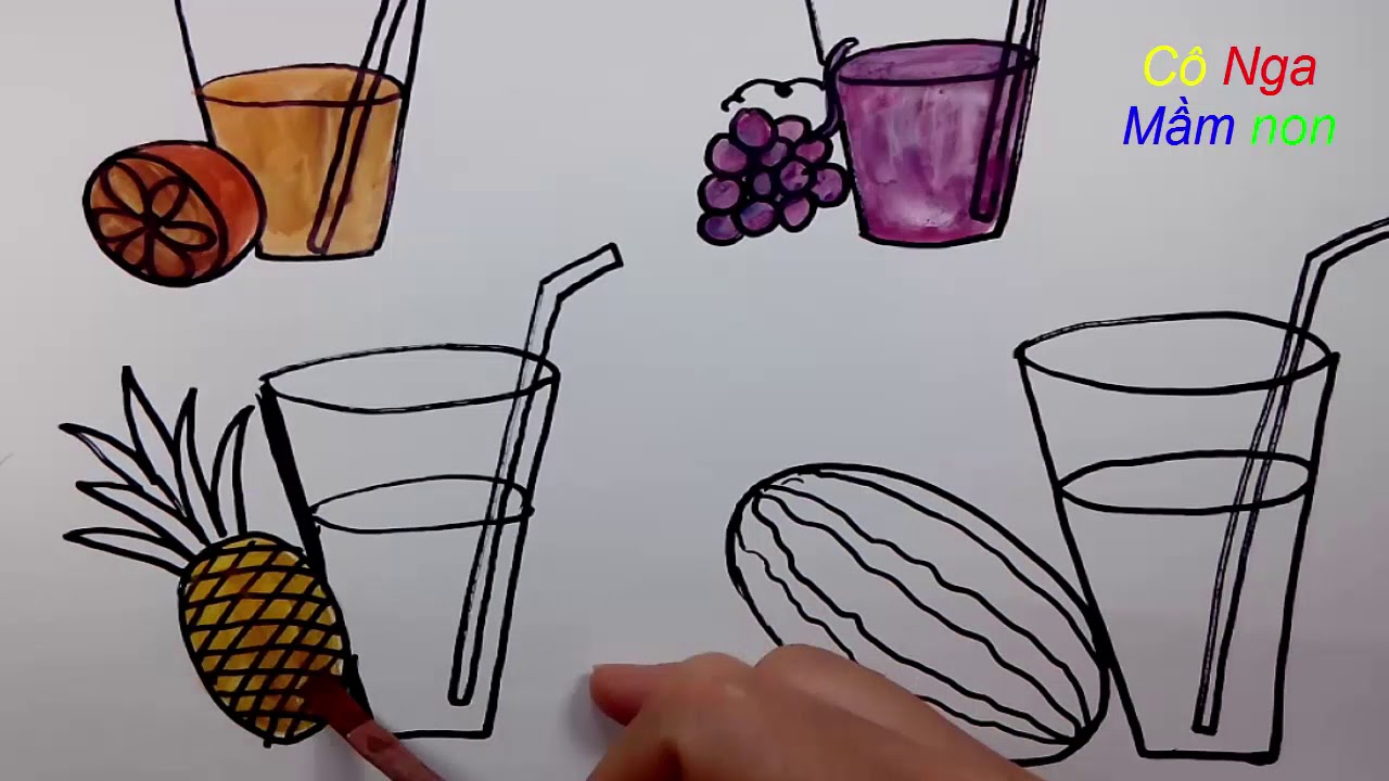 Vẽ Và Tô Màu Nước Giải Khát Hoa Quả. - Youtube