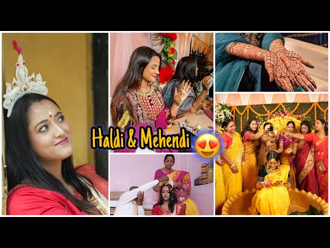 Haldi & Mehendi 😍💚💛 | Bengali wedding Rituals 😍❤️ #wedding #shaadi #bengaliwedding