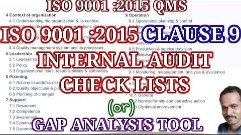 ISO 9001:2015 QMS CLAUSE 9 OPERATION GAP ANALYSIS  TOOL | LEARN WITH ME RM