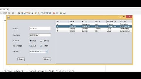 Display Selected Row Values From JTable Into JTextfields | radiobuttons | checkbox in Java