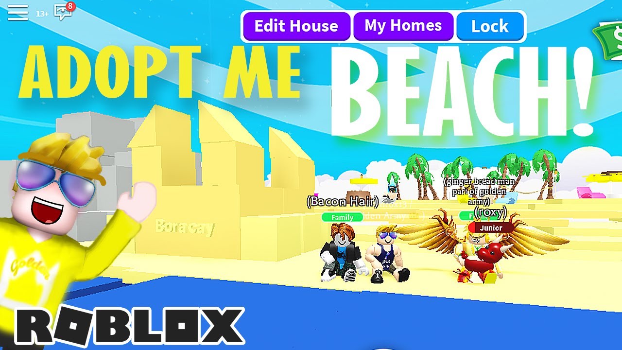 I Built A 7000 Private Beach In Adopt Me Sand Castle Boat Palm Trees Roblox Youtube - beach roblox